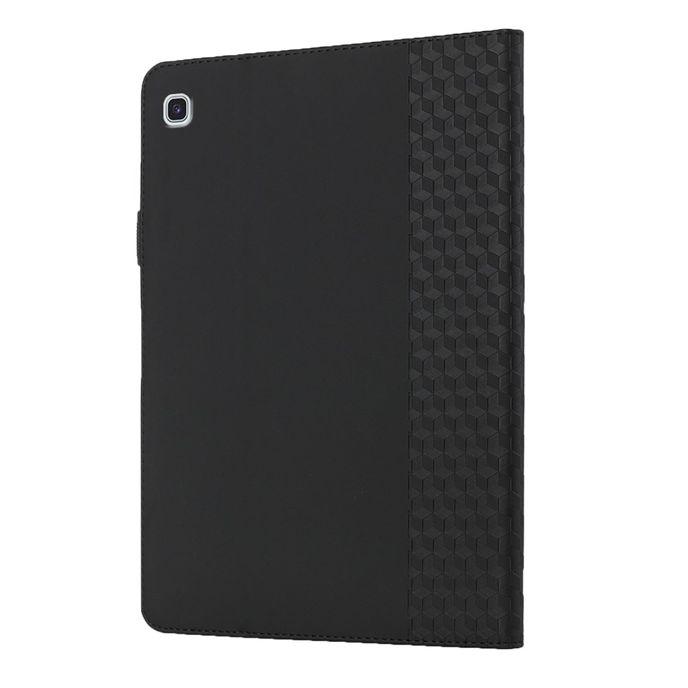 Card Slots Design Full Protective Skin-Touch PU Leather Tablet Protective Cover Case with Rhombus Imprinting and Anti-Slip Strap for Samsung Galaxy Tab A7 Lite 8.7-inch T220/T225 - Black-3