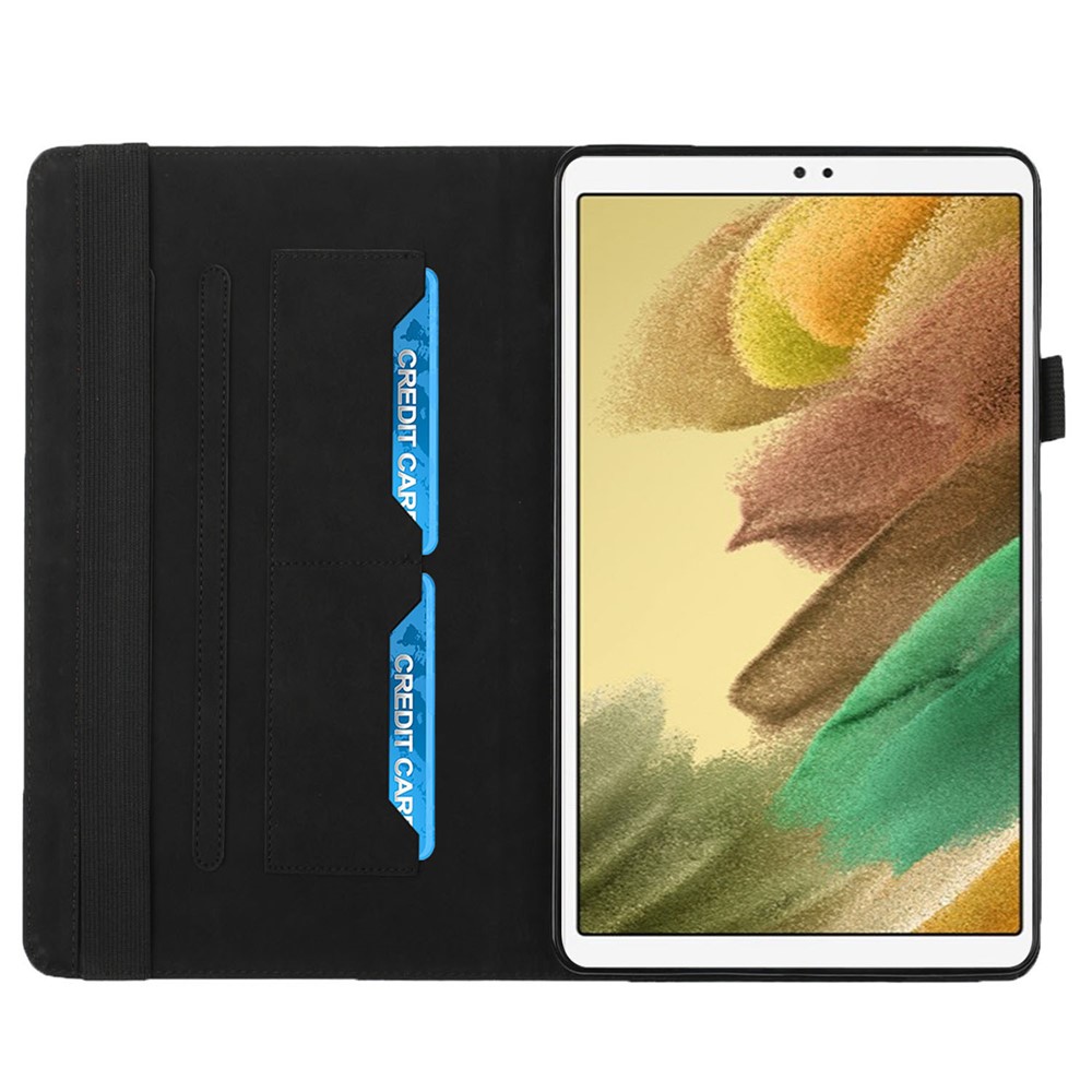 Card Slots Design Full Protective Skin-Touch PU Leather Tablet Protective Cover Case with Rhombus Imprinting and Anti-Slip Strap for Samsung Galaxy Tab A7 Lite 8.7-inch T220/T225 - Black-4