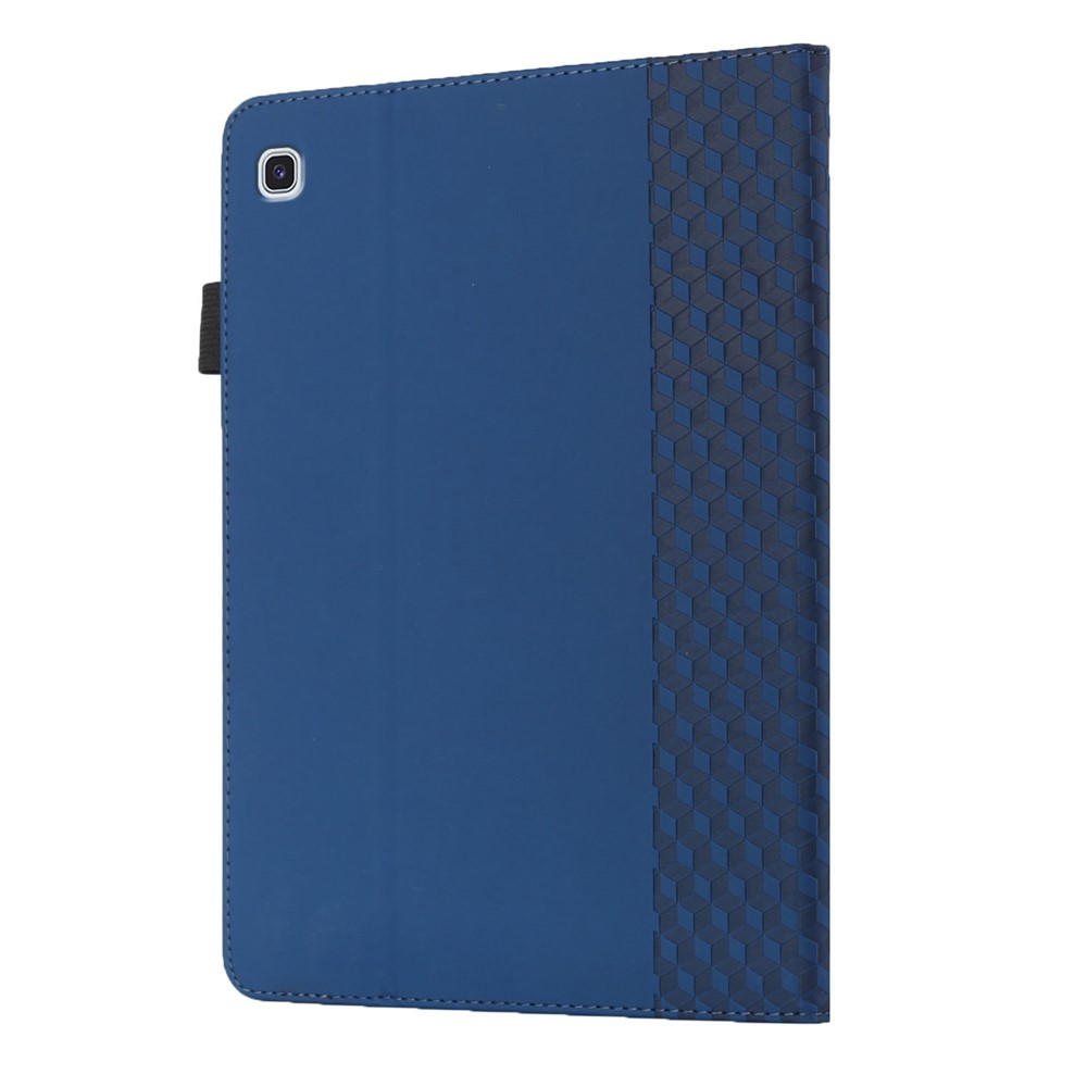Card Slots Design Full Protective Skin-Touch PU Leather Tablet Protective Cover Case with Rhombus Imprinting and Anti-Slip Strap for Samsung Galaxy Tab A7 Lite 8.7-inch T220/T225 - Sapphire-3