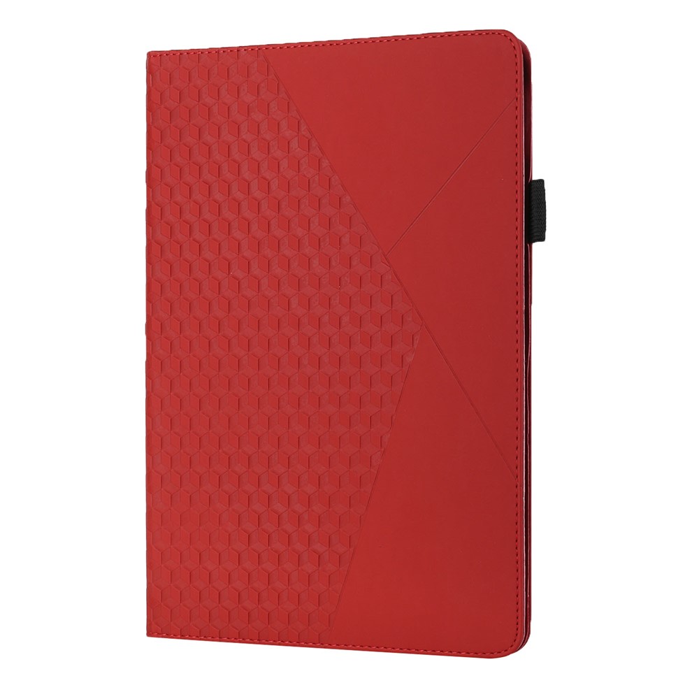 Card Slots Design Full Protective Skin-Touch PU Leather Tablet Protective Cover Case with Rhombus Imprinting and Anti-Slip Strap for Samsung Galaxy Tab A7 Lite 8.7-inch T220/T225 - Red-2