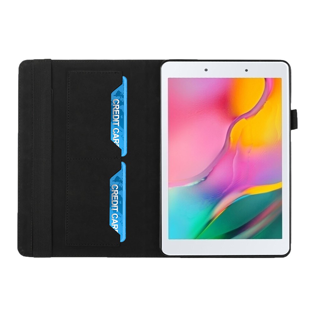 Rhombus Imprinting Full Protective Skin-Touch PU Leather Tablet Protective Cover Case with Card Slots for Samsung Galaxy Tab A 8.0 Wi-Fi (2019) SM-T290 T290/T295/T297 - Black-5