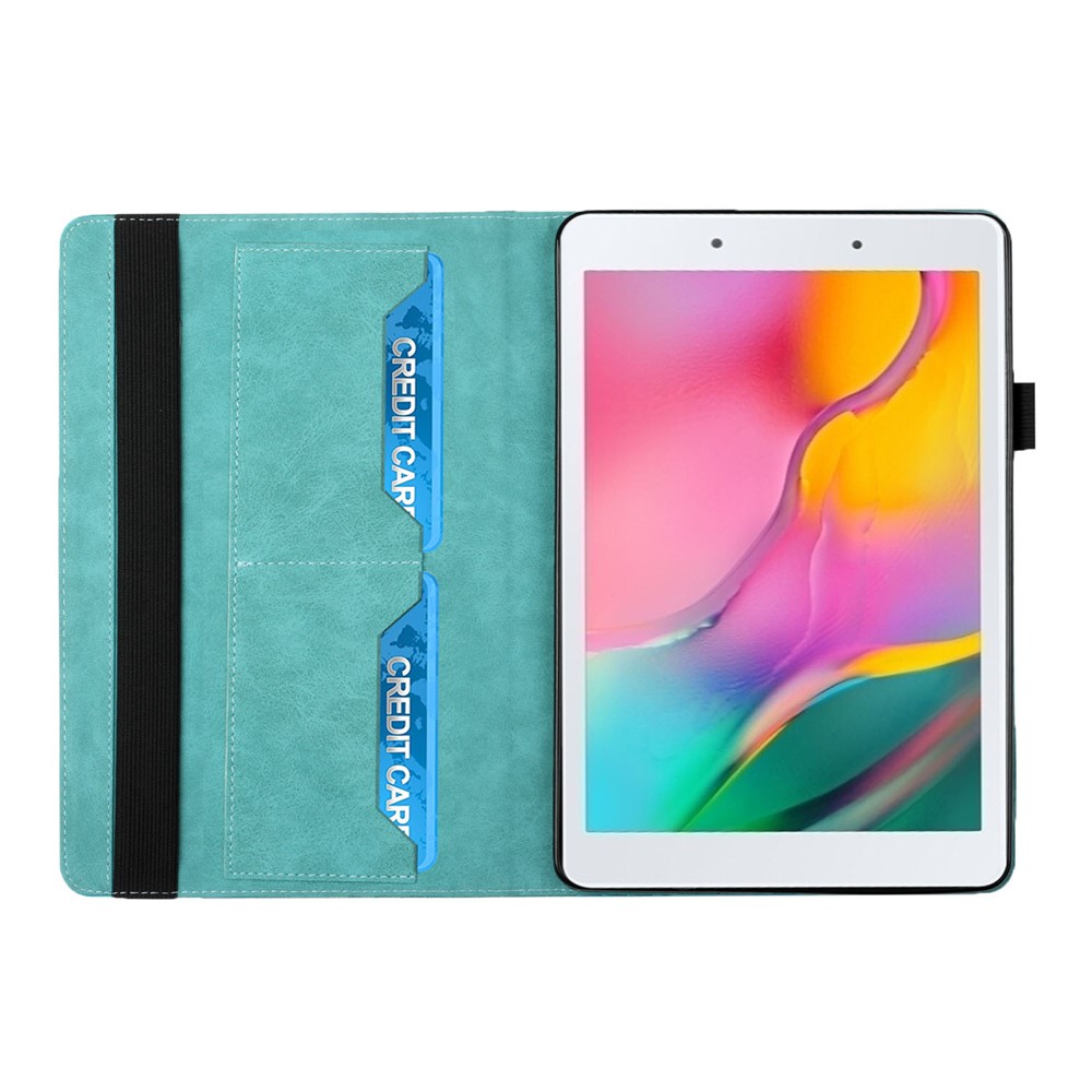 Rhombus Imprinting Full Protective Skin-Touch PU Leather Tablet Protective Cover Case with Card Slots for Samsung Galaxy Tab A 8.0 Wi-Fi (2019) SM-T290 T290/T295/T297 - Lake Blue-6