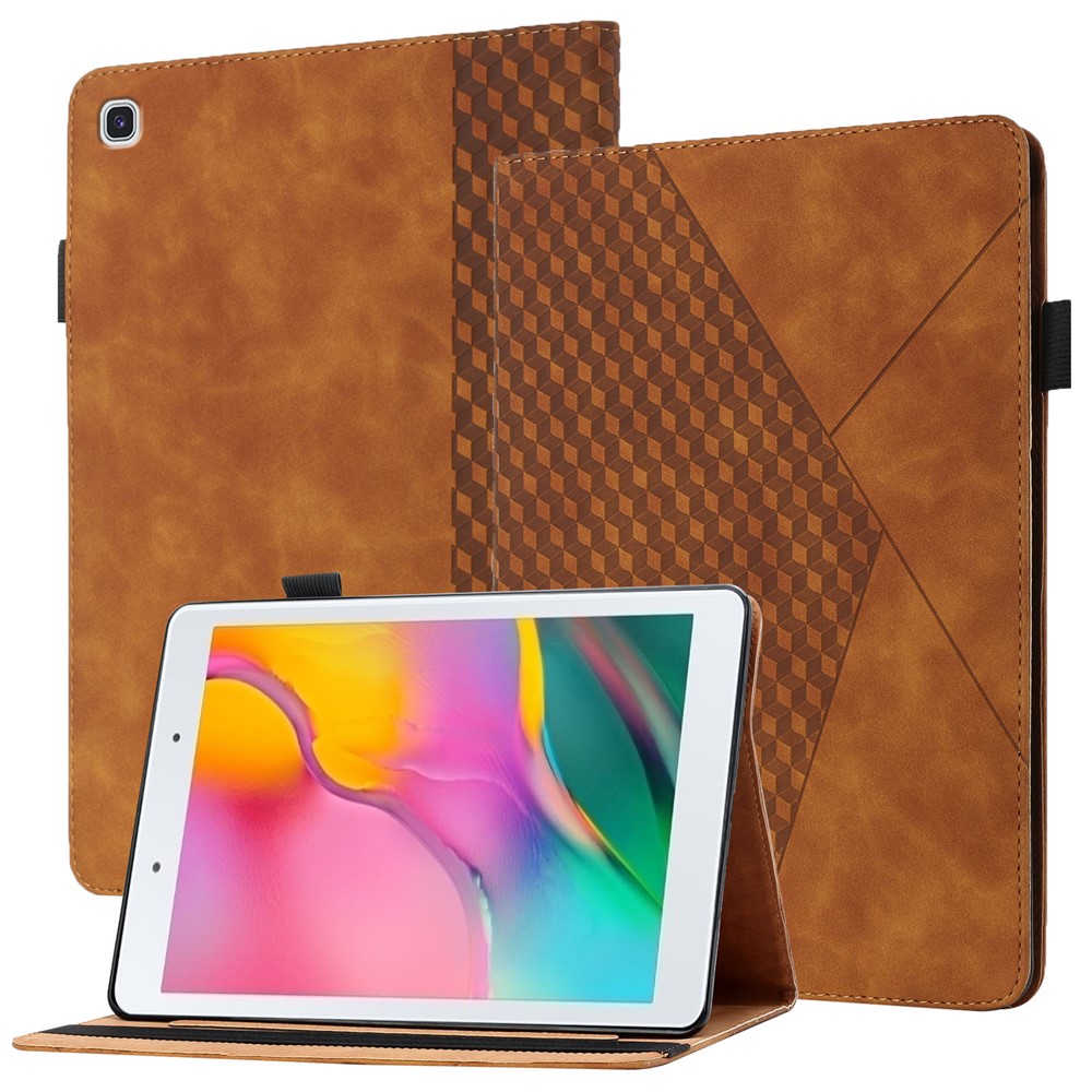 Rhombus Imprinting Full Protective Skin-Touch PU Leather Tablet Protective Cover Case with Card Slots for Samsung Galaxy Tab A 8.0 Wi-Fi (2019) SM-T290 T290/T295/T297 - Brown-1