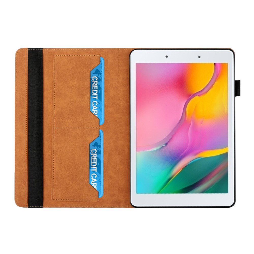 Rhombus Imprinting Full Protective Skin-Touch PU Leather Tablet Protective Cover Case with Card Slots for Samsung Galaxy Tab A 8.0 Wi-Fi (2019) SM-T290 T290/T295/T297 - Brown-5