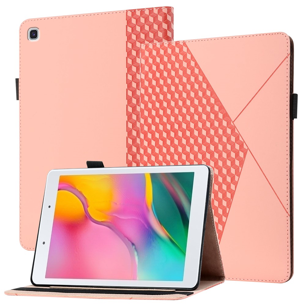 Rhombus Imprinting Full Protective Skin-Touch PU Leather Tablet Protective Cover Case with Card Slots for Samsung Galaxy Tab A 8.0 Wi-Fi (2019) SM-T290 T290/T295/T297 - Rose Gold-1