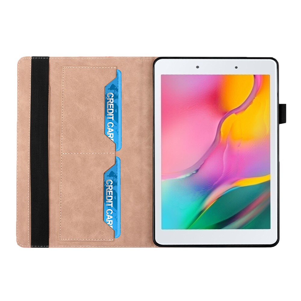 Rhombus Imprinting Full Protective Skin-Touch PU Leather Tablet Protective Cover Case with Card Slots for Samsung Galaxy Tab A 8.0 Wi-Fi (2019) SM-T290 T290/T295/T297 - Rose Gold-5