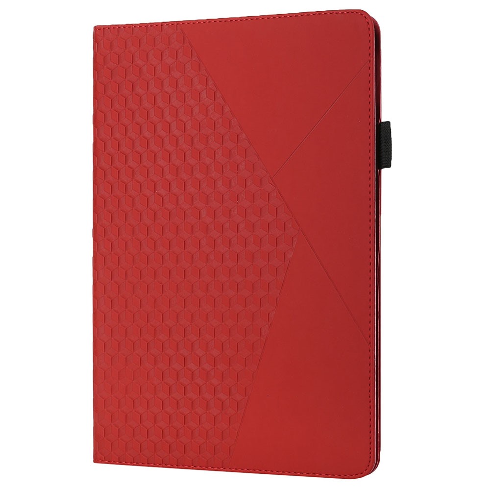 Rhombus Imprinting Full Protective Skin-Touch PU Leather Tablet Protective Cover Case with Card Slots for Samsung Galaxy Tab A 8.0 Wi-Fi (2019) SM-T290 T290/T295/T297 - Red-3