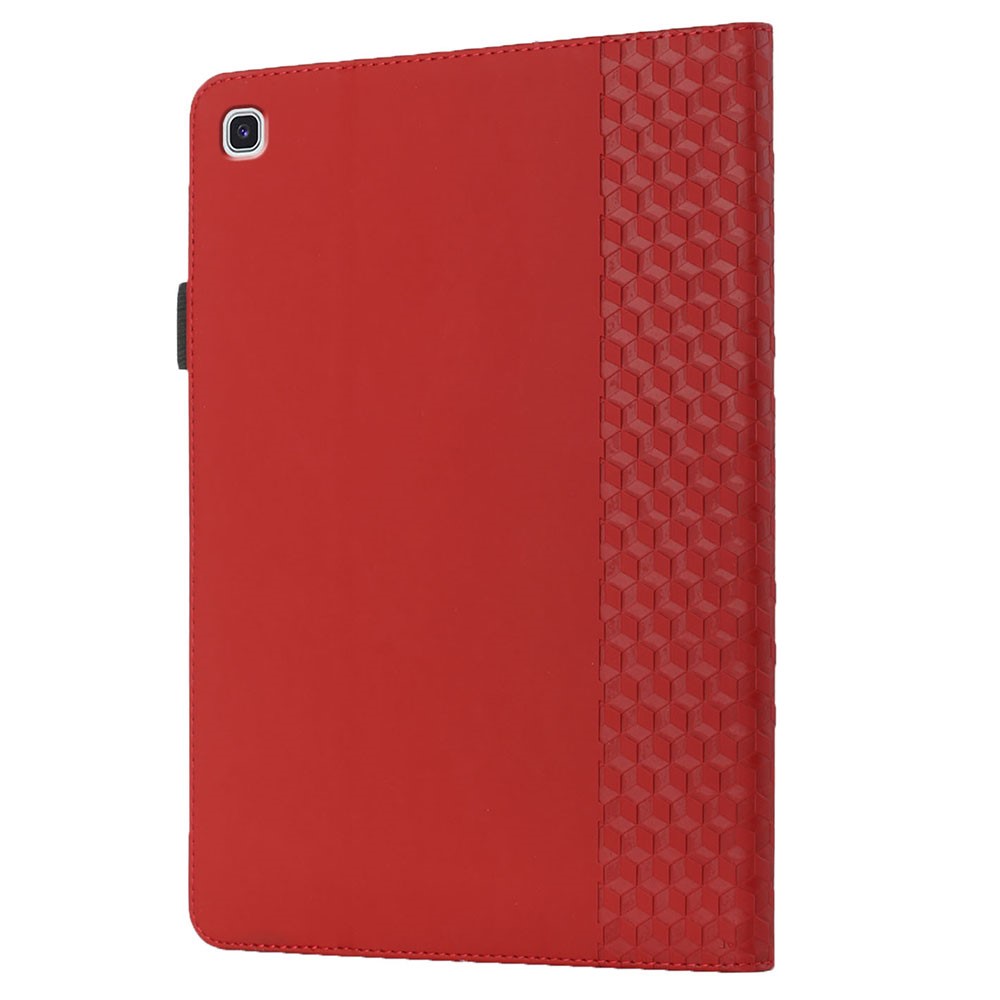 Rhombus Imprinting Full Protective Skin-Touch PU Leather Tablet Protective Cover Case with Card Slots for Samsung Galaxy Tab A 8.0 Wi-Fi (2019) SM-T290 T290/T295/T297 - Red-4