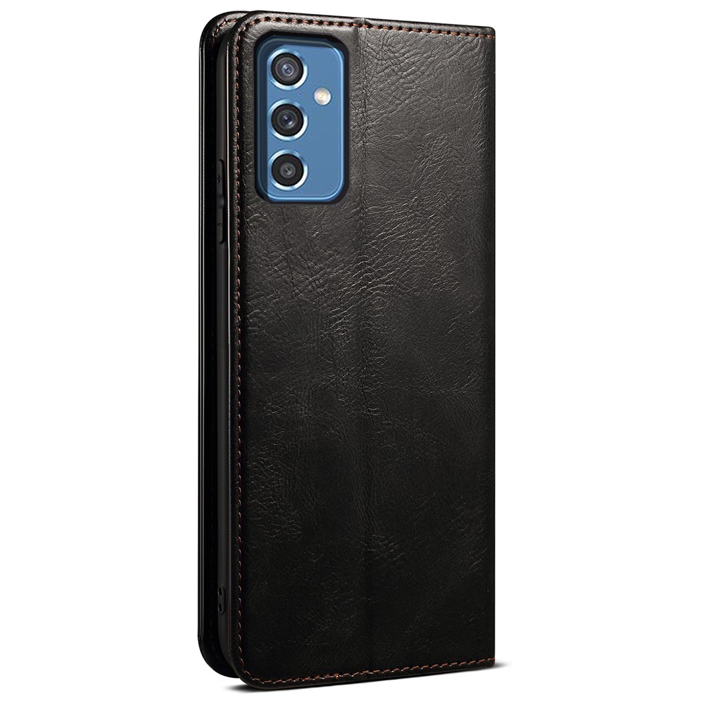 Magnetic Auto-absorbed PU Leather Wallet Stand Waxy Crazy Horse Texture Phone Case Cover for Samsung Galaxy M52 5G - Black-3