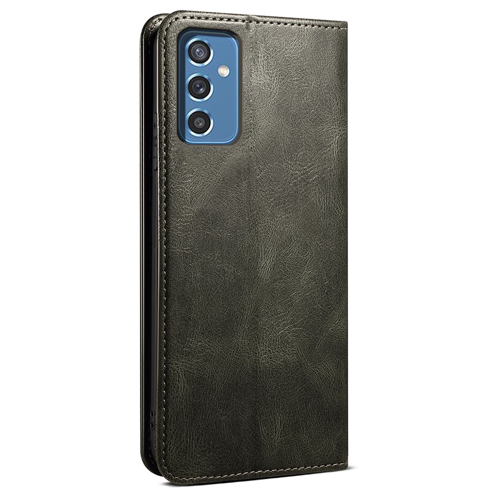 Magnetic Auto-absorbed PU Leather Wallet Stand Waxy Crazy Horse Texture Phone Case Cover for Samsung Galaxy M52 5G - Green-3