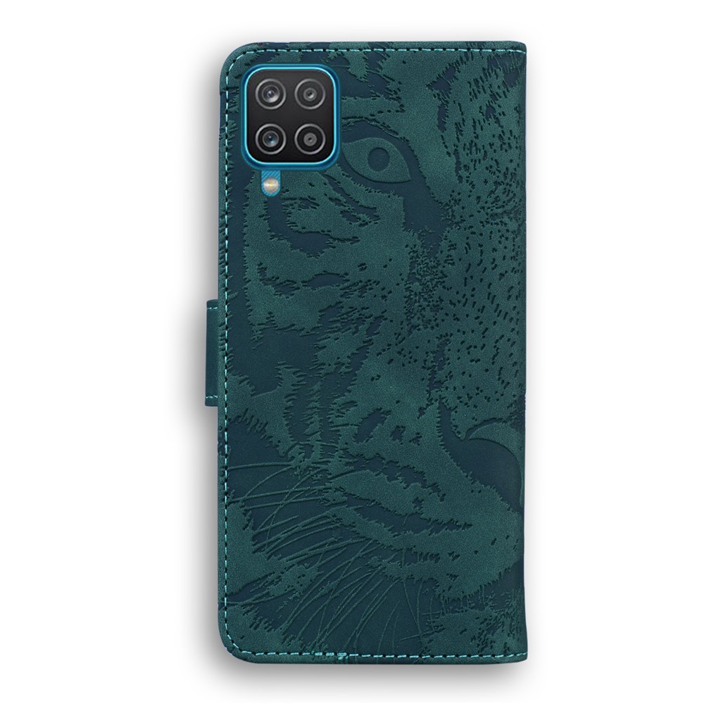 Big Tiger Imprint Pattern Shockproof PU Leather and TPU Phone Flip Case Wallet Stand Cover for Samsung Galaxy F22 - Green-3