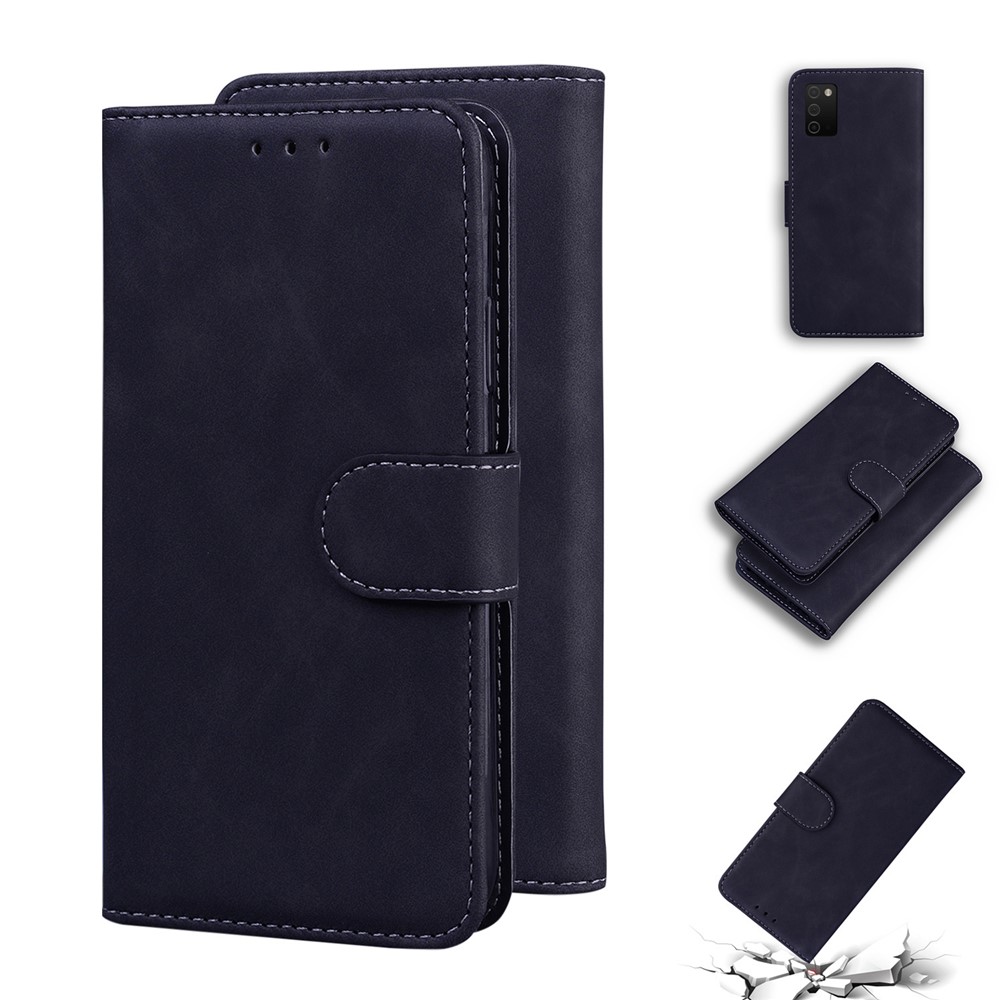 Shockproof Quality Leather Protective Phone Case Shell Stand Wallet Cover for Samsung Galaxy A03s (164.2 x 75.9 x 9.1mm) - Black-7