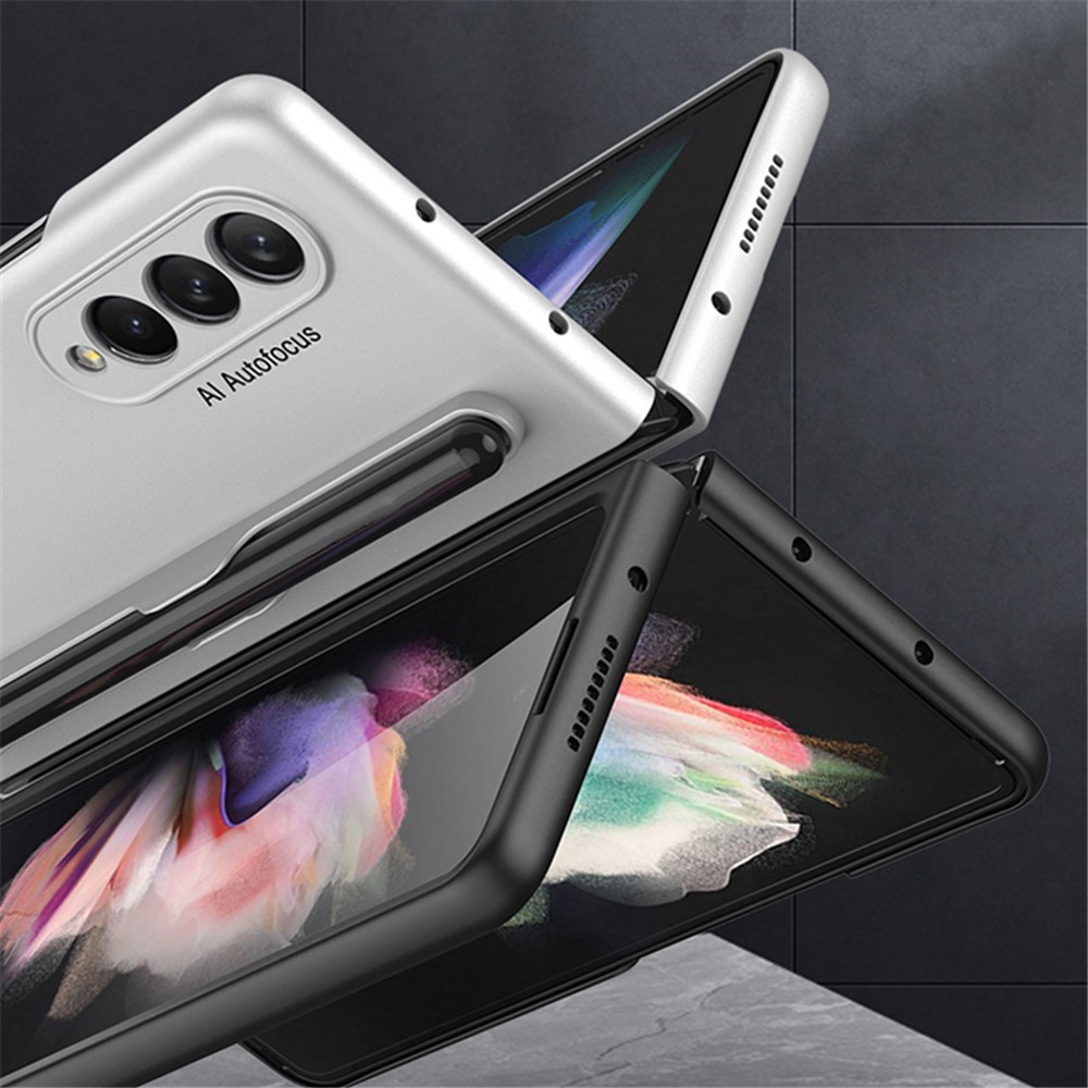 GKK Shockproof Ultra Slim Hard PC Business Fold Cover with Pen Holder for Samsung Galaxy Z Fold3 5G - Black-4