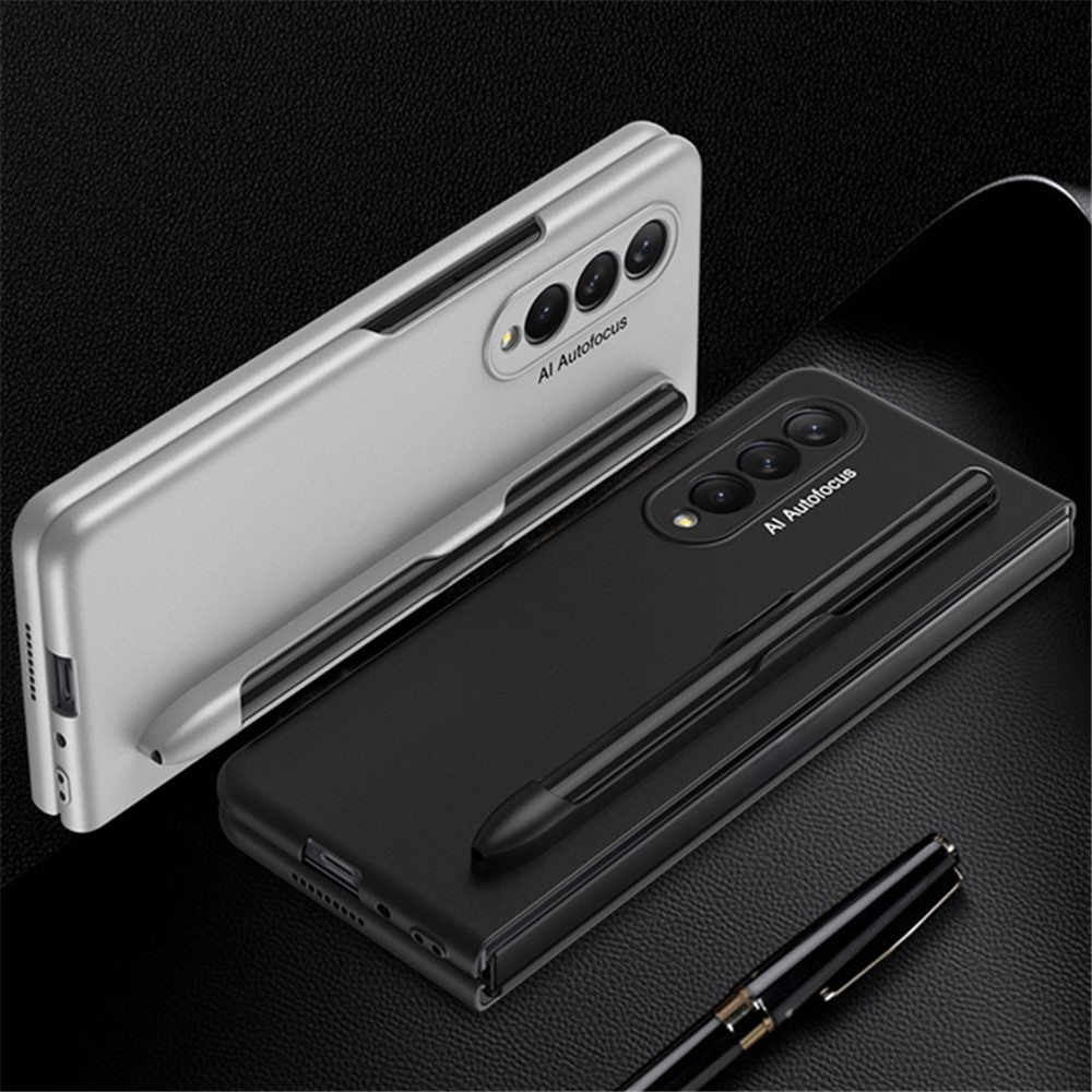GKK Shockproof Ultra Slim Hard PC Business Fold Cover with Pen Holder for Samsung Galaxy Z Fold3 5G - Black-5