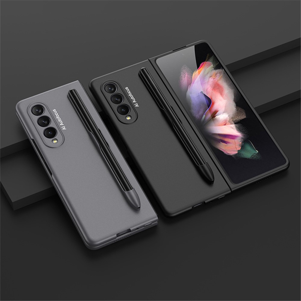 GKK Shock -resean Ultra Slim Hard PC Business Cover с Держателем Ручки Для Samsung Galaxy Z Fold3 5G - Черный