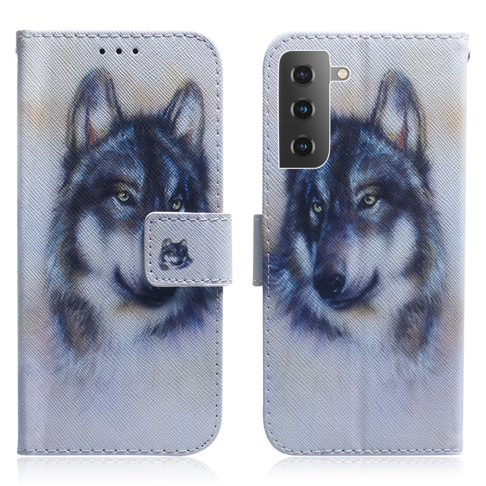 Full Stylish Pattern Printing Stand PU Leather Wallet Shockproof Flip Magnetic Case for Samsung Galaxy S22 Plus - Wolf-1