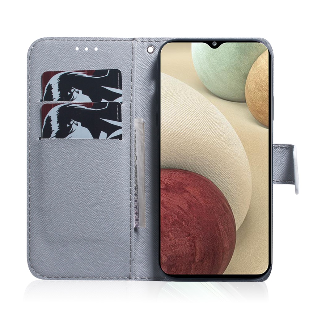 Pattern Printing PU Leather Wallet Magnetic Closure Stand Shockproof Protective Folio Case for Samsung Galaxy F22 4G - Wolf-5