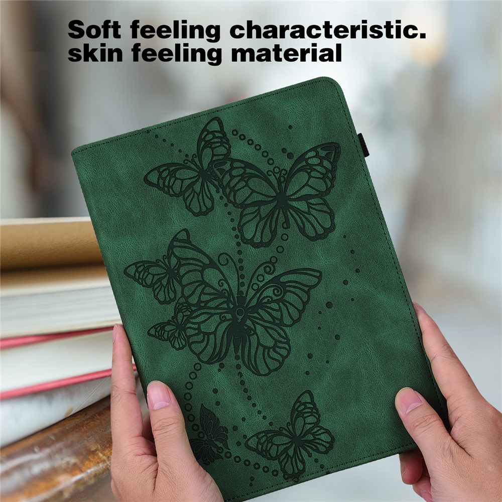 Butterflies Imprinted Scratch-Resistant Anti-Fall Card Slots Design Tablet Case with Stand for Samsung Galaxy Tab A 10.1 (2019)SM-T510 (Wi-Fi) - Green-7