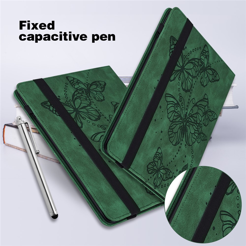 Butterflies Imprinted Scratch-Resistant Anti-Fall Card Slots Design Tablet Case with Stand for Samsung Galaxy Tab A 10.1 (2019)SM-T510 (Wi-Fi) - Green-8
