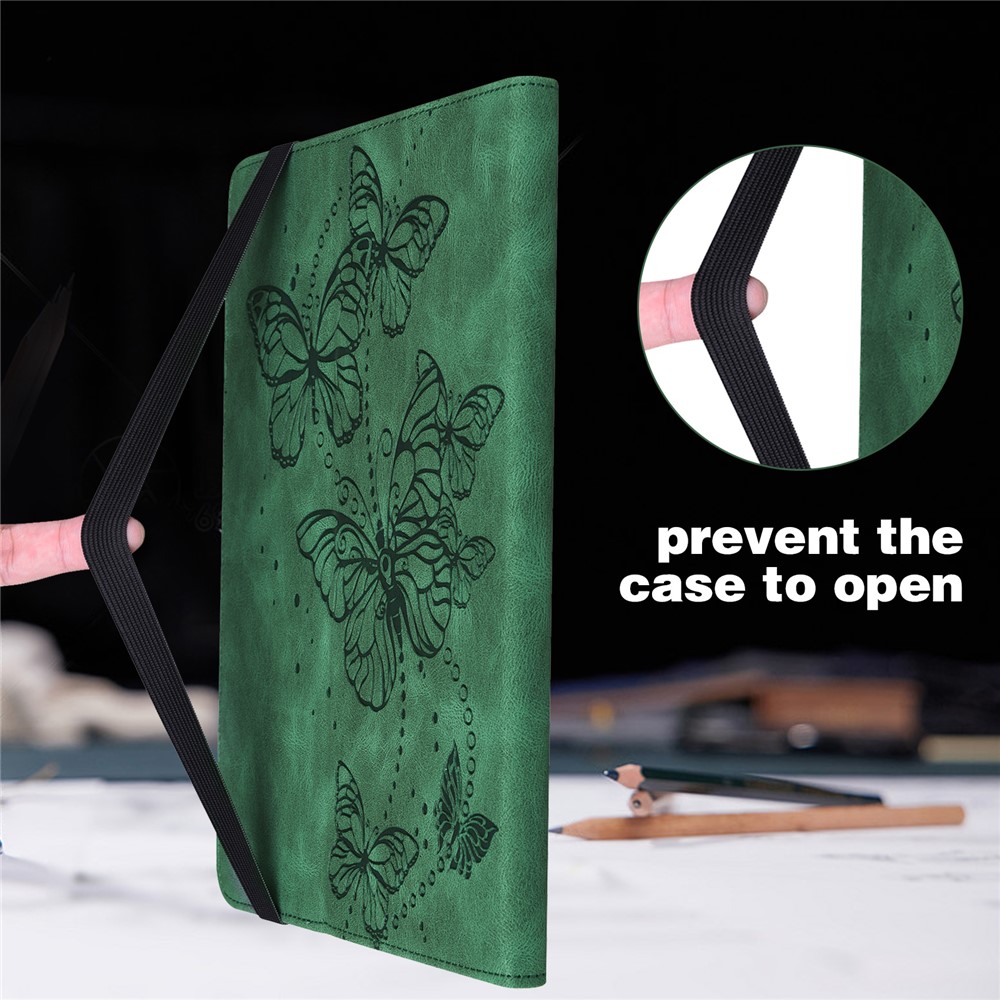 Butterflies Imprinted Scratch-Resistant Anti-Fall Card Slots Design Tablet Case with Stand for Samsung Galaxy Tab A 10.1 (2019)SM-T510 (Wi-Fi) - Green-9