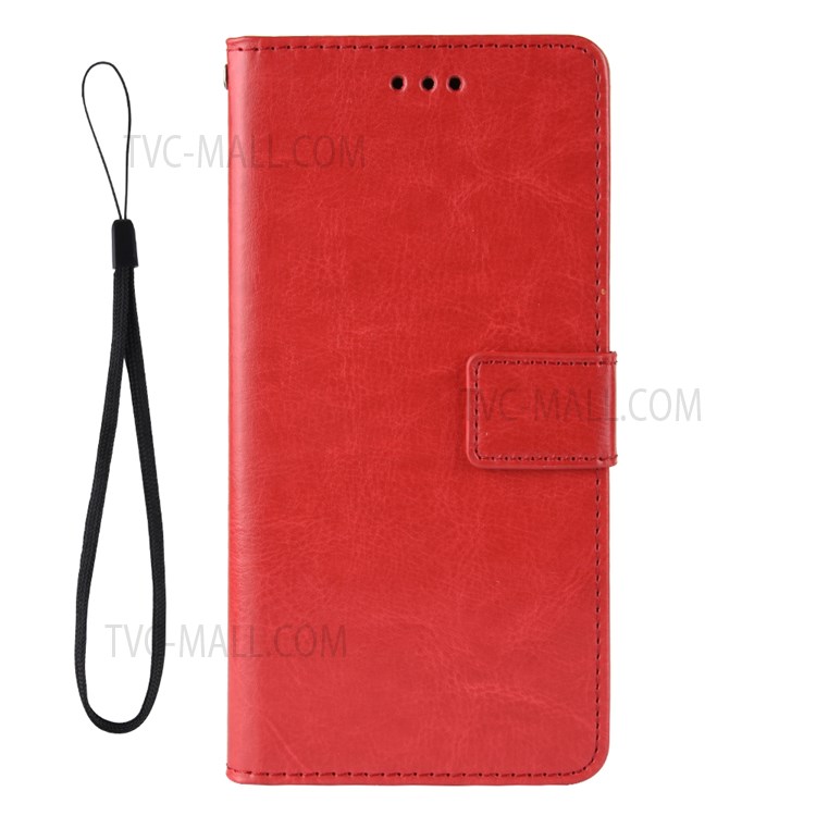 Crazy Horse Texture Pen Slot Design PU Leather Stand Magnetic Clasp Phone Cover with Strap for Samsung Galaxy Z Fold3 5G - Red-2