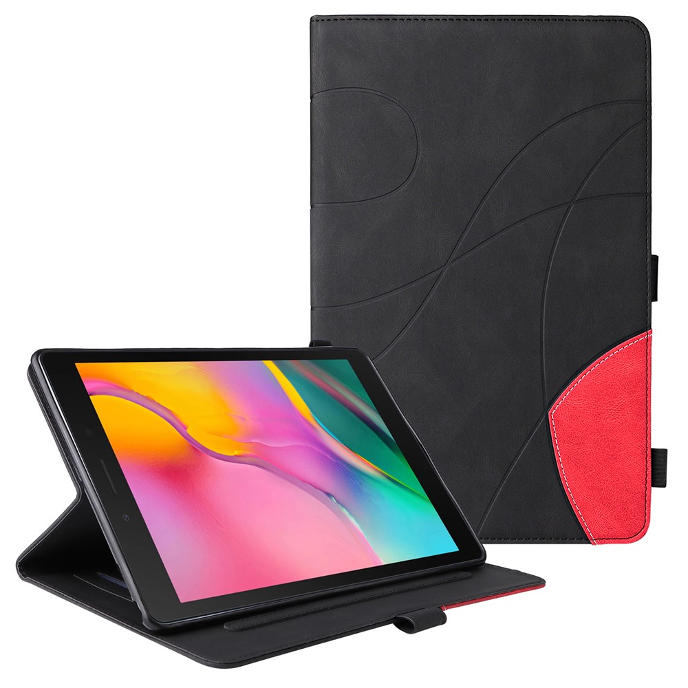 Dual-Color Splicing PU Leather Tablet Stand Case Cover with Card Holder for Samsung Galaxy Tab A 8.0 (2019)/T290/T295 - Black-1