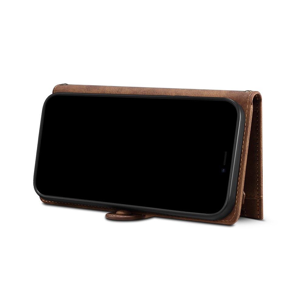 Wallet Design Well-Protected Anti-Drop Zippered Pocket Strap Card Slots Case Phone Case with Stand for Motorola Moto G50 5G - Brown-5