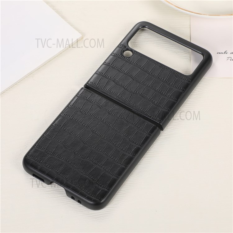 Scratch-resistant Crocodile Texture PU Leather Coated PC Phone Case Cover for Samsung Galaxy Z Flip3 5G - Black-3
