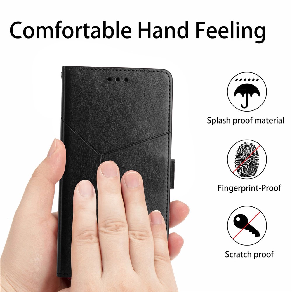Imprinting Y-shaped Line Anti-drop Protection Wallet Stand Leather Phone Case Cover for Samsung Galaxy S10e - Black-6