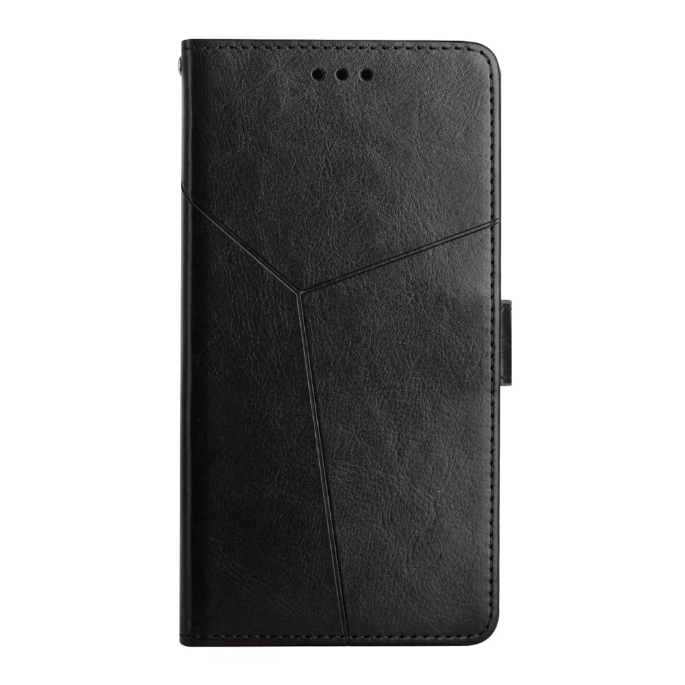 Flio Flip Empreinte en Forme de Ligne en Cuir en Cuir de Protection du Support de Protection du Portefeuille Pour Samsung Galaxy A20s - le Noir