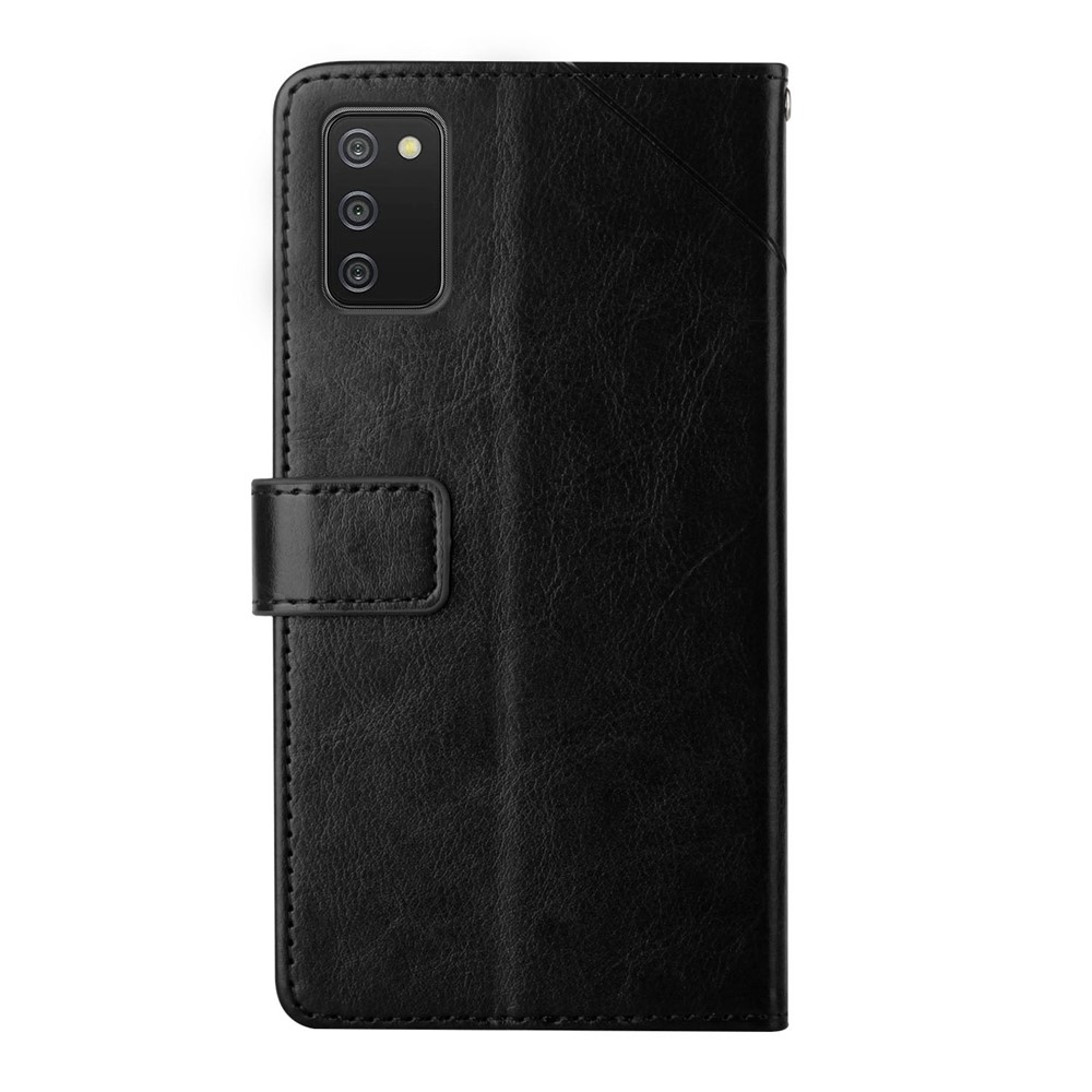 Imprinting Y-shaped Line Leather Case Stand Wallet Phone Cover for Samsung Galaxy A03s (166.5 x 75.98 x 9.14mm) - Black-10