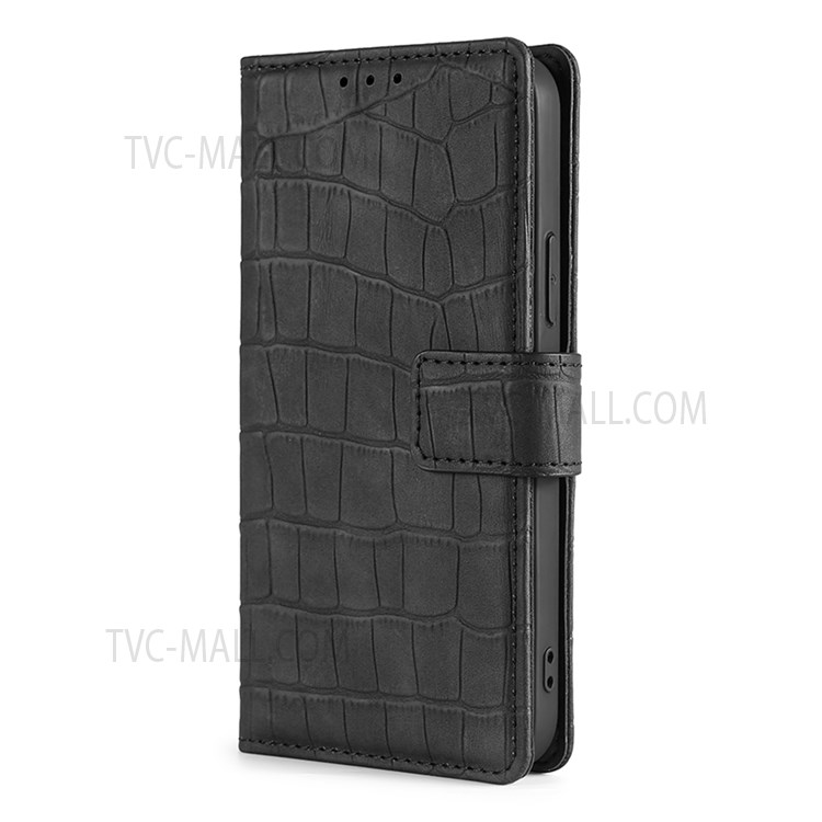 Impact-resistant Supporting Stand Design Crocodile Texture Wallet Leather Case Phone Cover Shell for Samsung Galaxy S22 Ultra - Black-2