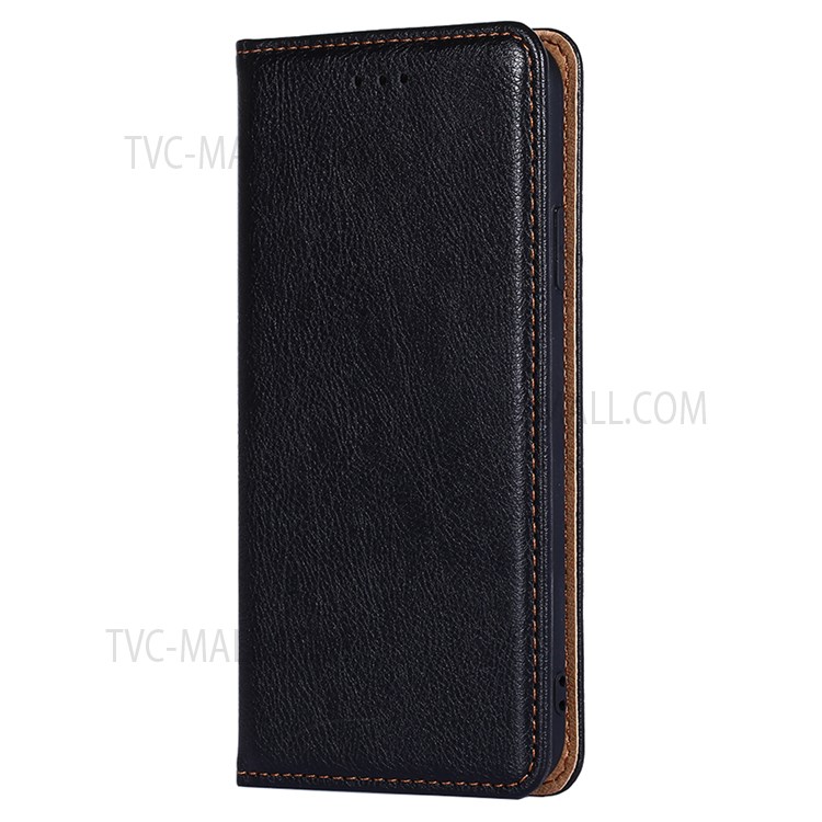 Wallet Design Solid Color Supporting Stand Auto-absorbed Leather Phone Case Shell for Samsung Galaxy S22 Ultra - Black-2