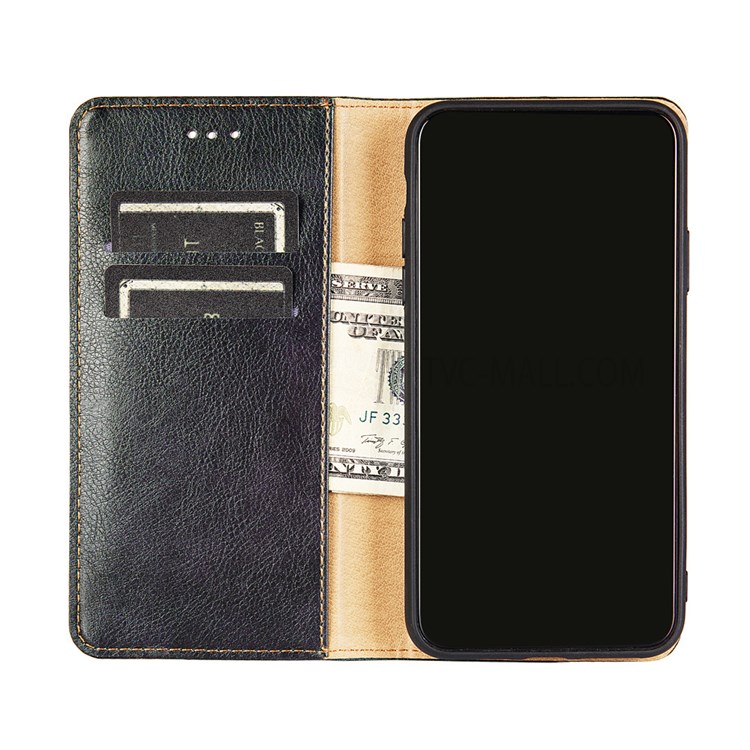Wallet Design Solid Color Supporting Stand Auto-absorbed Leather Phone Case Shell for Samsung Galaxy S22 Ultra - Black-4