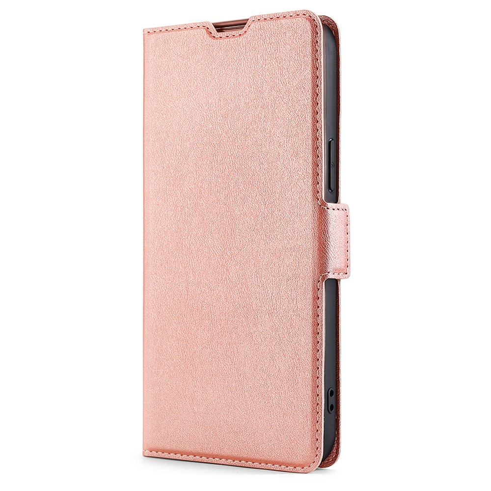 360 Degree Protection Side Magnetic Closure Ultra-thin Leather Phone Card Slot Stand Cover Case for Samsung Galaxy S22 - Rose Gold-2
