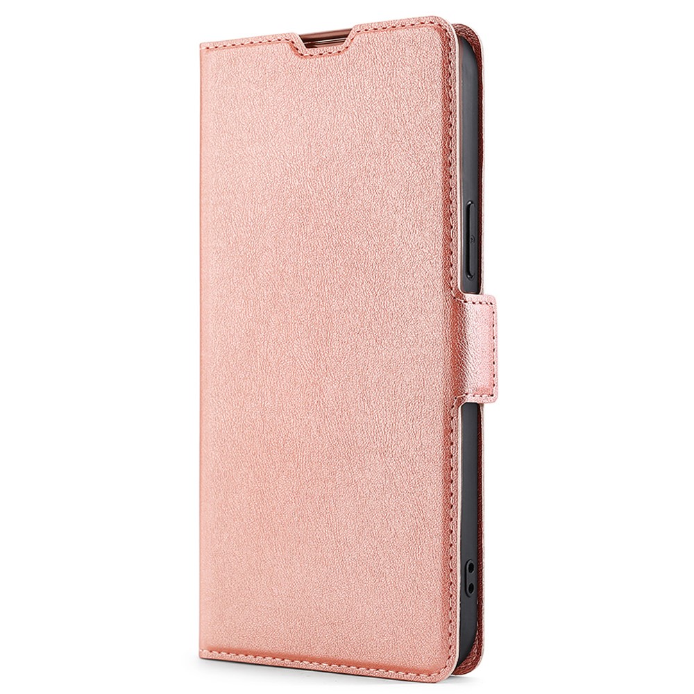 Side Magnetic Closure Ultra-thin Leather Phone Card Slot Stand Cover Impact Buffer Case for Samsung Galaxy S22 Plus - Rose Gold-2