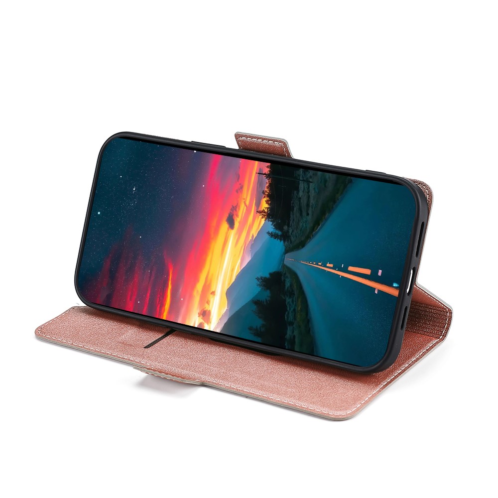Side Magnetic Closure Ultra-thin Leather Phone Card Slot Stand Cover Impact Buffer Case for Samsung Galaxy S22 Plus - Rose Gold-4