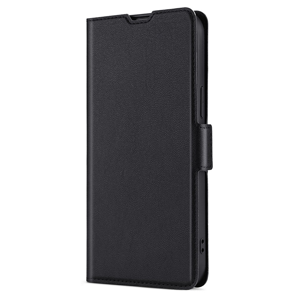 Side Magnetic Closure Ultra-thin Leather Phone Card Slot Stand Cover Impact Buffer Case for Samsung Galaxy S22 Plus - Black-2