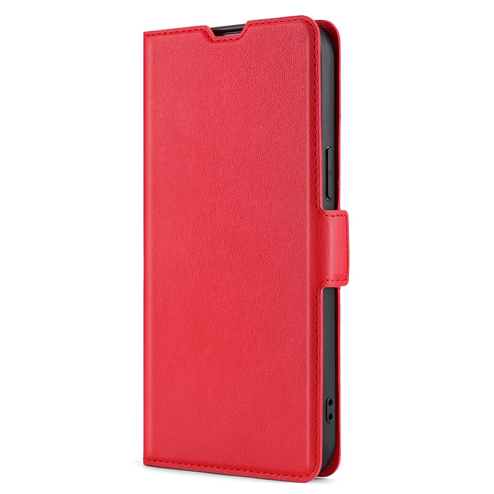 Side Magnetic Closure Ultra-thin Leather Phone Card Slot Stand Cover Impact Buffer Case for Samsung Galaxy S22 Plus - Red-2