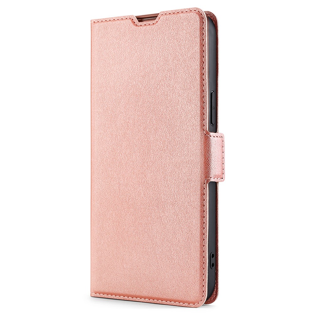 Ultra Slim Side Magnetic Closure Stand Leather Phone Case Card Slot Cover for Samsung Galaxy S22 Ultra - Rose Gold-2