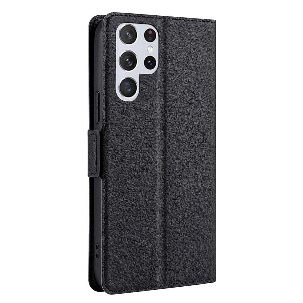 Ultra Slim Side Magnetic Closure Stand Leather Phone Case Card Slot Cover for Samsung Galaxy S22 Ultra - Black-3