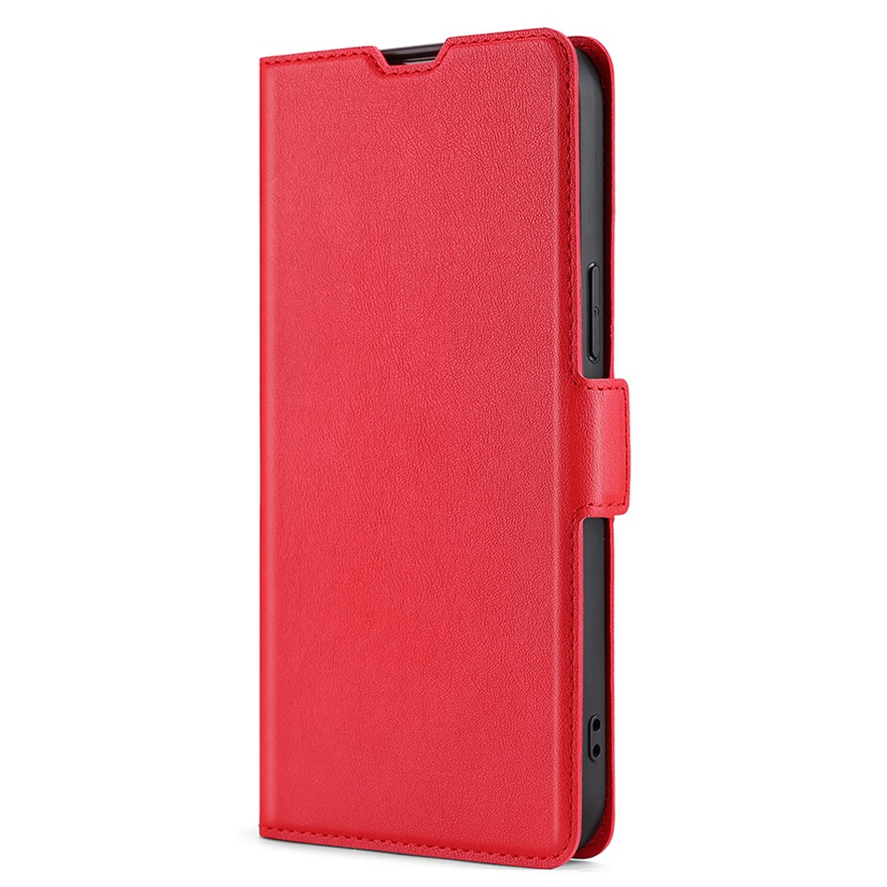 Ultra Slim Side Magnetic Closure Stand Leather Phone Case Card Slot Cover for Samsung Galaxy S22 Ultra - Red-2