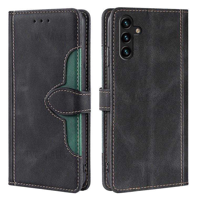 Skin-touch Feel Leather Phone Case with Stand for Samsung Galaxy A13 5G - Black-1