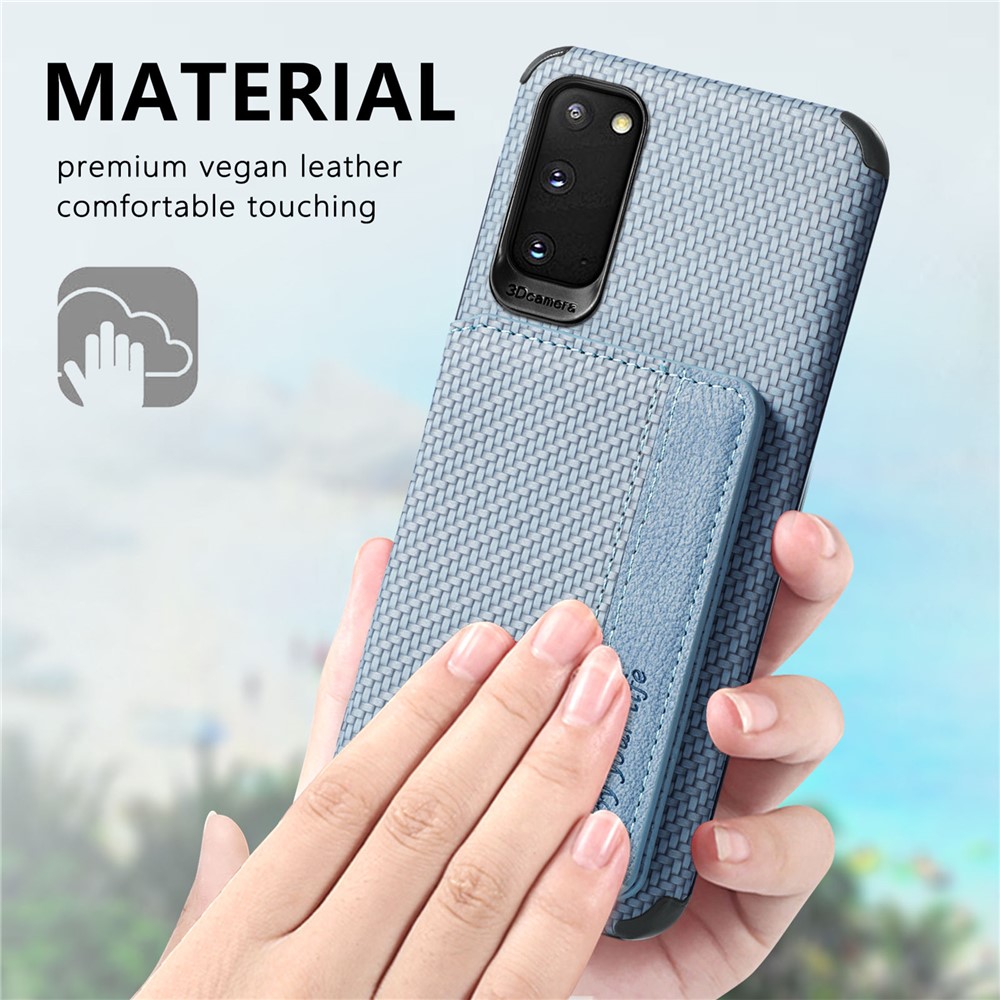 Woven Texture Kickstand Wallet Design PU Leather Coated Hybrid Phone Cover Case for Samsung Galaxy S20 - Black-10
