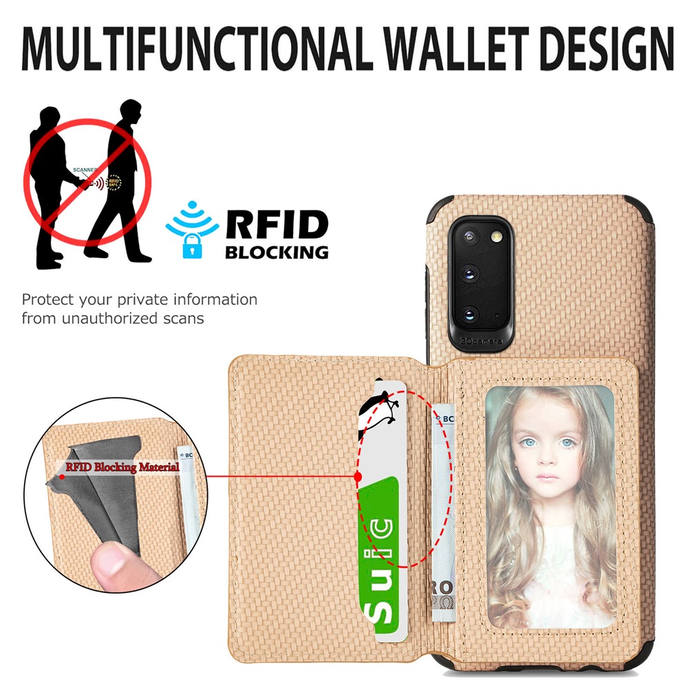 Woven Texture Kickstand Wallet Design PU Leather Coated Hybrid Phone Cover Case for Samsung Galaxy S20 - Black-5