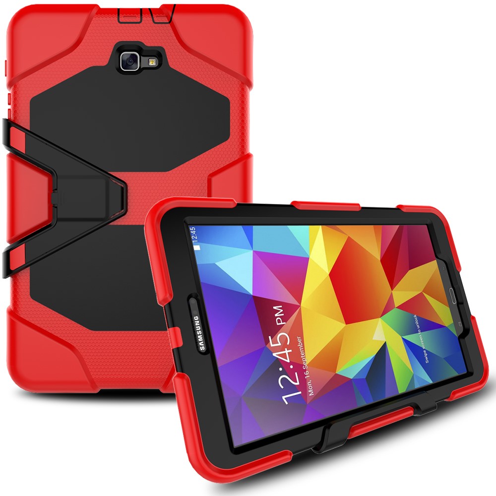 Military Duty Silicone PC Hybrid Cover for Samsung Galaxy Tab A 10.1 (2016) T580 T585 - Red-1
