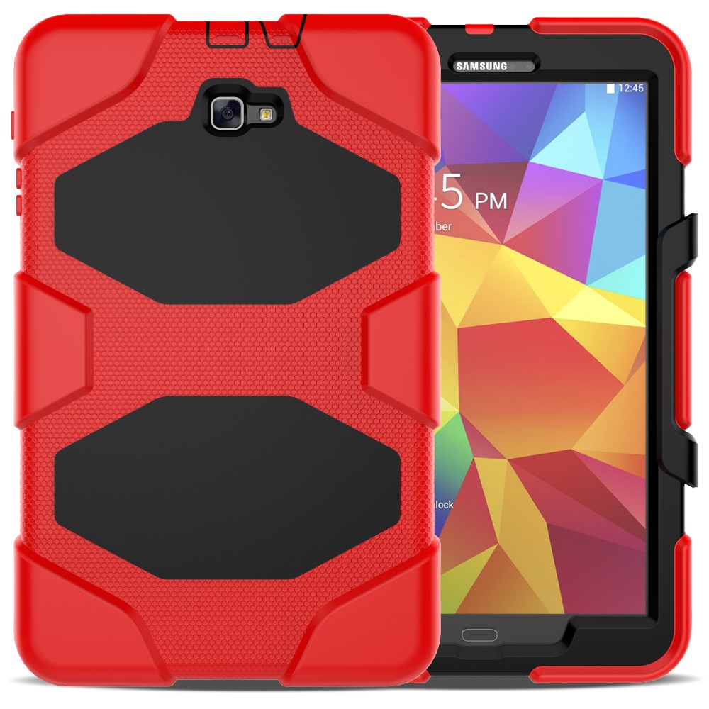 Military Duty Silicone PC Hybrid Cover for Samsung Galaxy Tab A 10.1 (2016) T580 T585 - Red-2