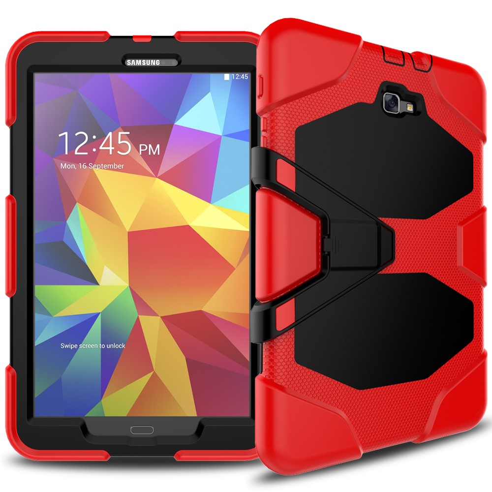 Military Duty Silicone PC Hybrid Cover for Samsung Galaxy Tab A 10.1 (2016) T580 T585 - Red-3
