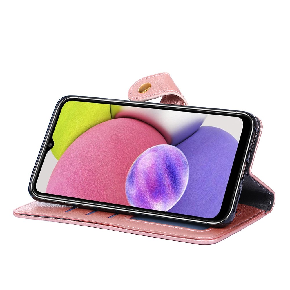 PU Leather+TPU Flip Phone Case Wallet Stand Design Zipper Pocket Phone Cover Shell with Strap for Samsung Galaxy S22 - Rose Gold-5