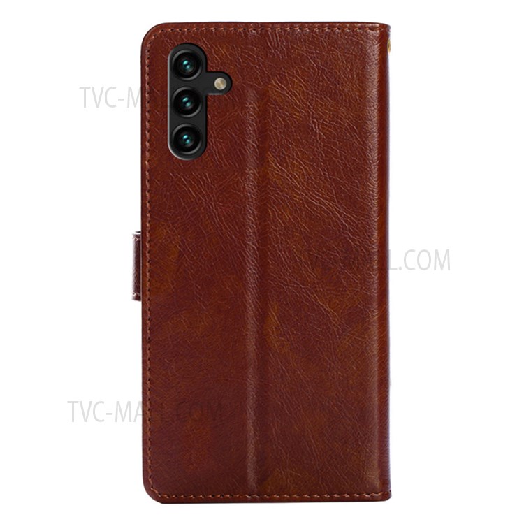 Shockproof Flip Phone Case Wallet Stand Design Leather Case Zipper Pocket Phone Cover Shell with Strap for Samsung Galaxy A13 5G - Brown-3